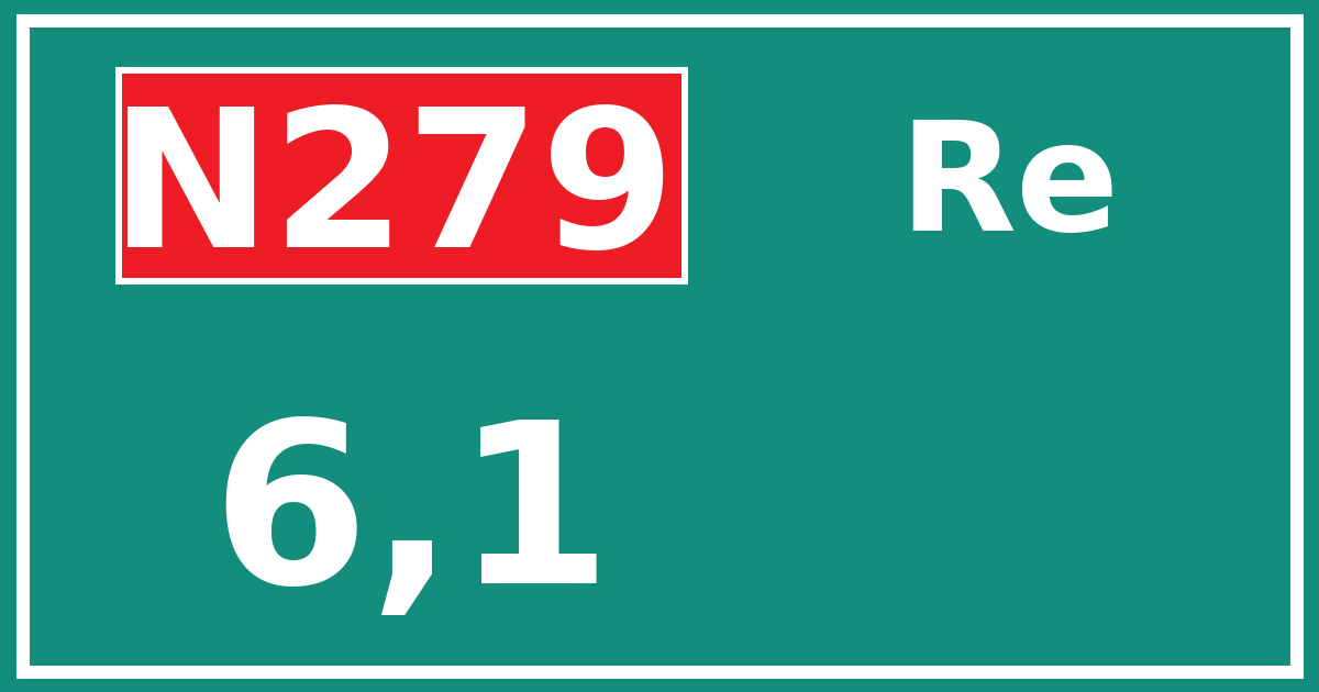 Hectometerbord N279 6,1 zijde Re