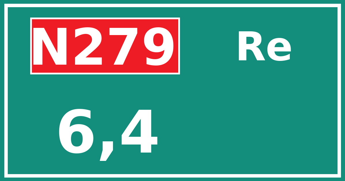 Hectometerbord N279 6,4 zijde Re