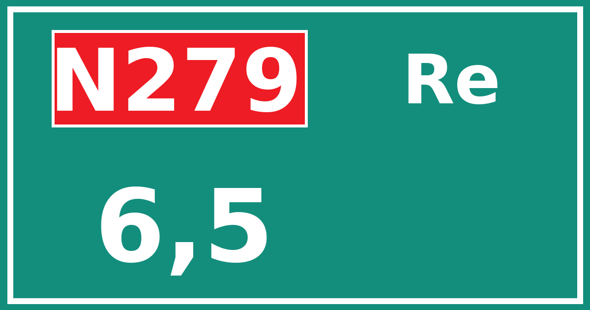 Hectometerbord N279 6,5 zijde Re