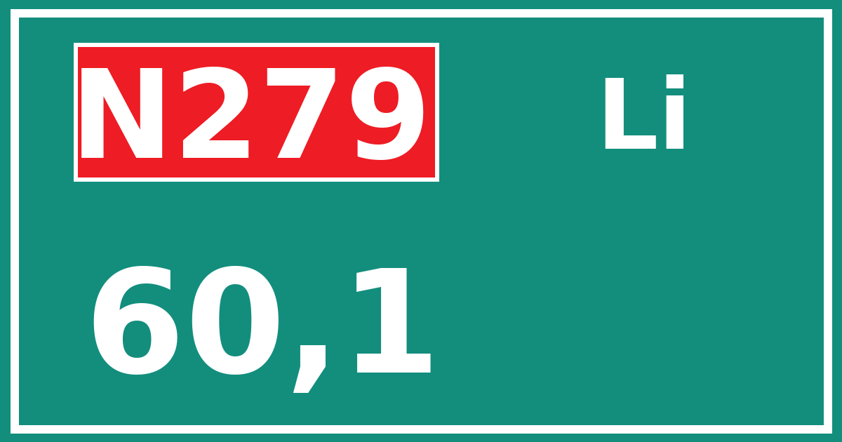 Hectometerbord N279 60,1 zijde Li