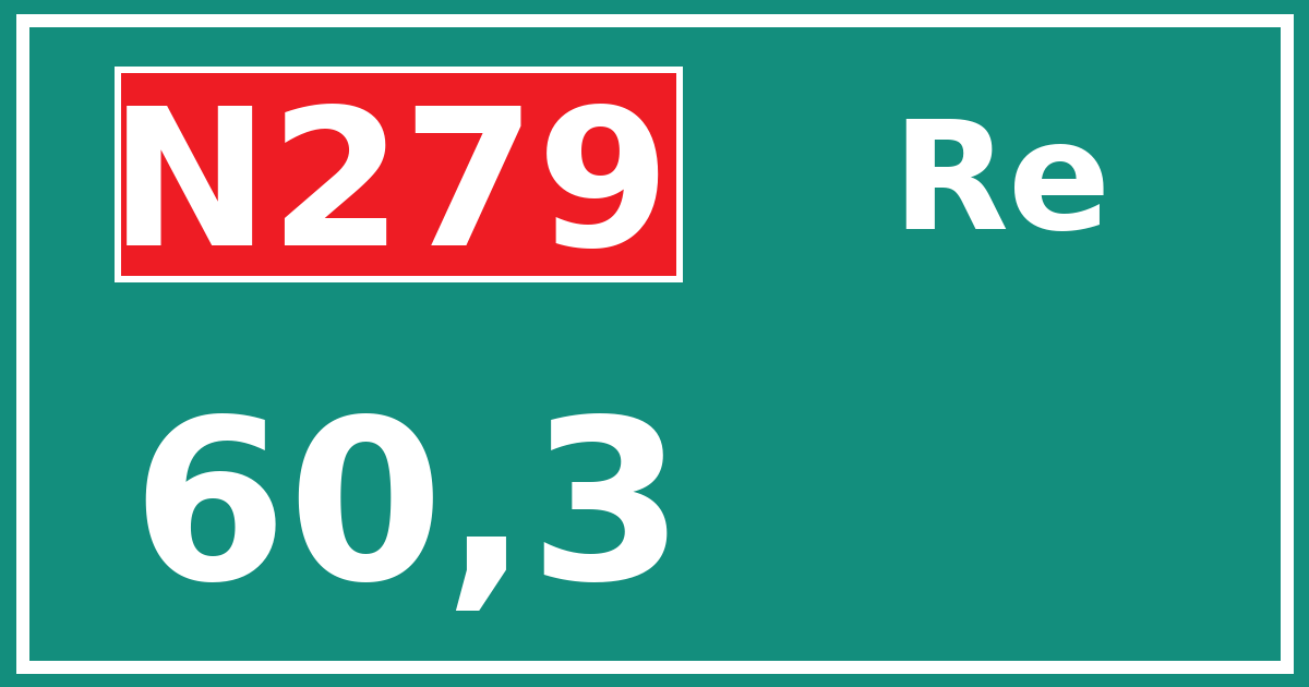 Hectometerbord N279 60,3 zijde Re
