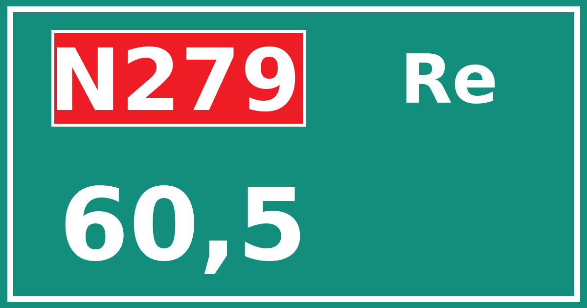 Hectometerbord N279 60,5 zijde Re