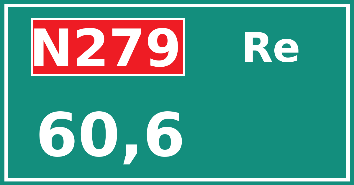 Hectometerbord N279 60,6 zijde Re