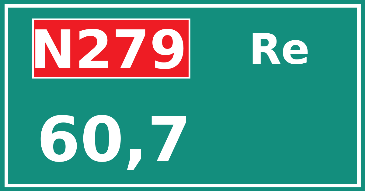 Hectometerbord N279 60,7 zijde Re