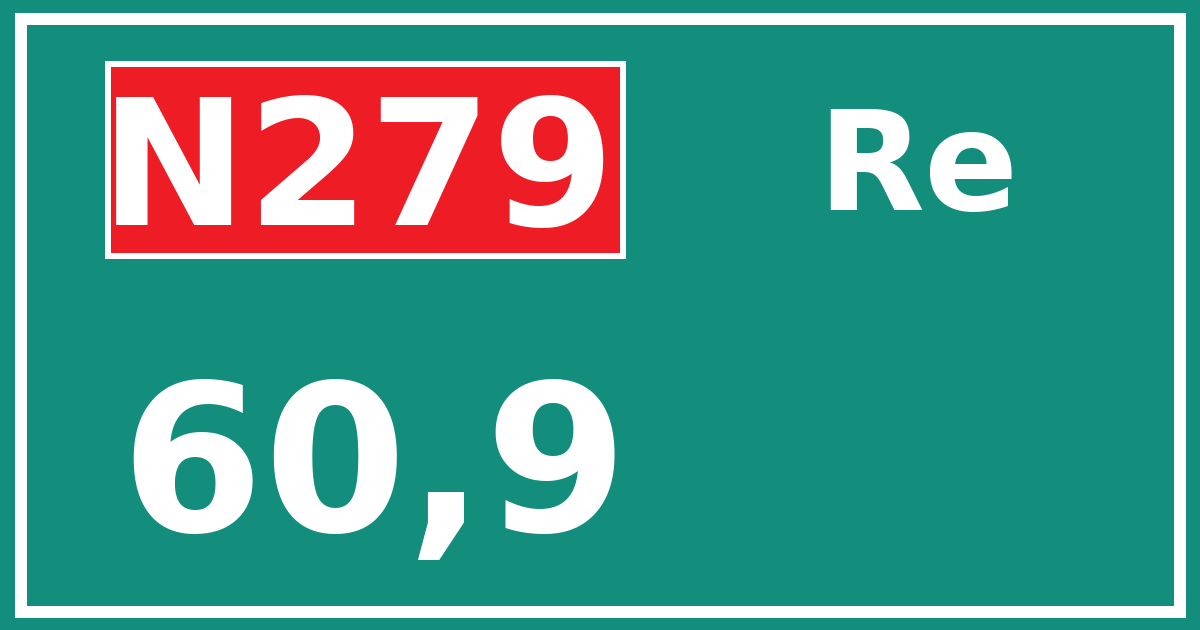 Hectometerbord N279 60,9 zijde Re
