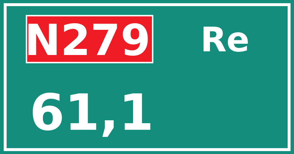 Hectometerbord N279 61,1 zijde Re