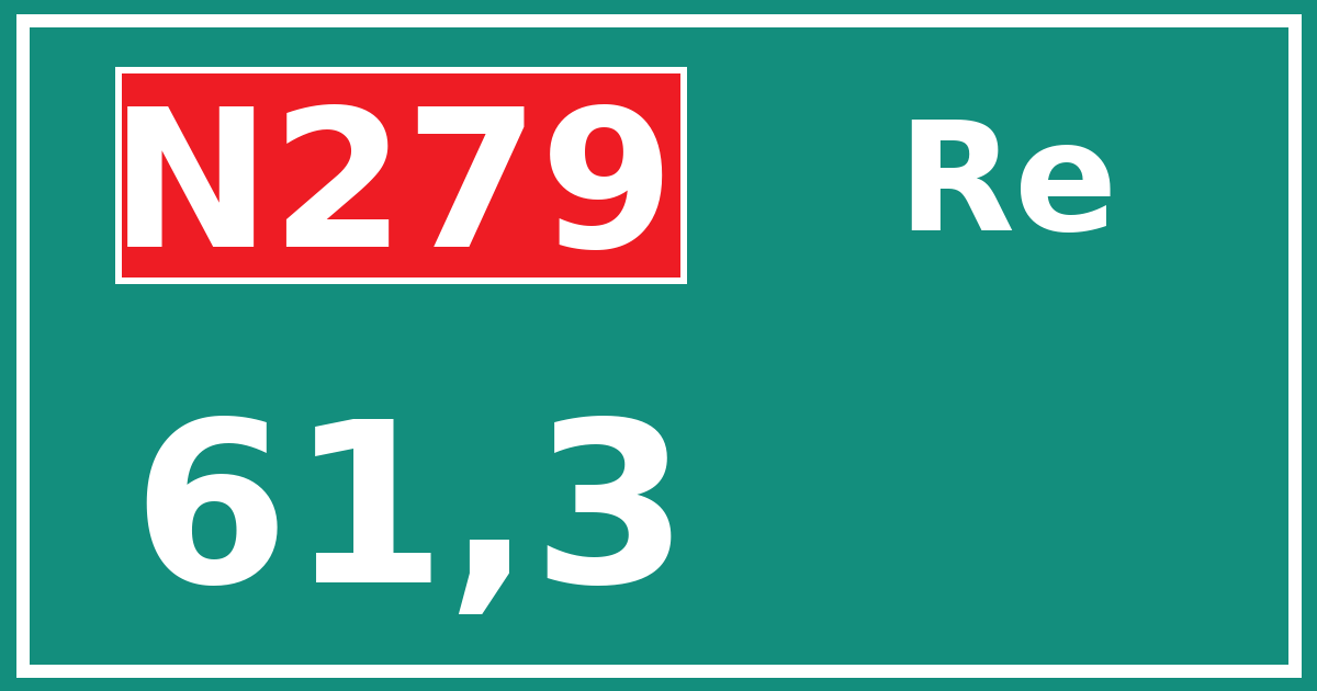 Hectometerbord N279 61,3 zijde Re