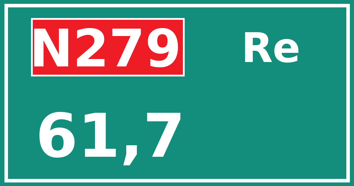 Hectometerbord N279 61,7 zijde Re