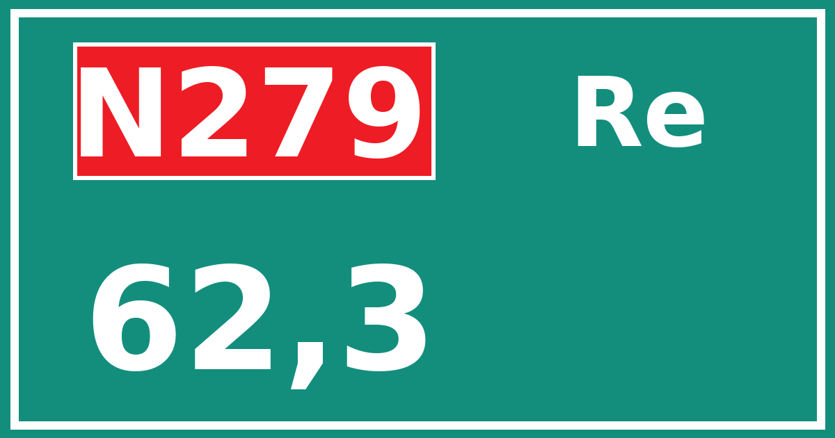 Hectometerbord N279 62,3 zijde Re