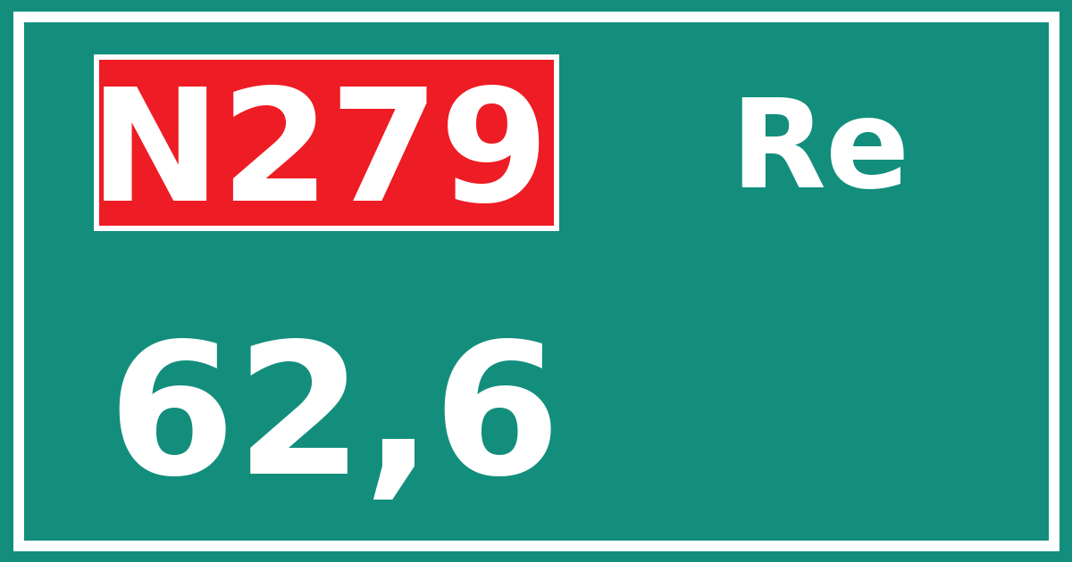 Hectometerbord N279 62,6 zijde Re