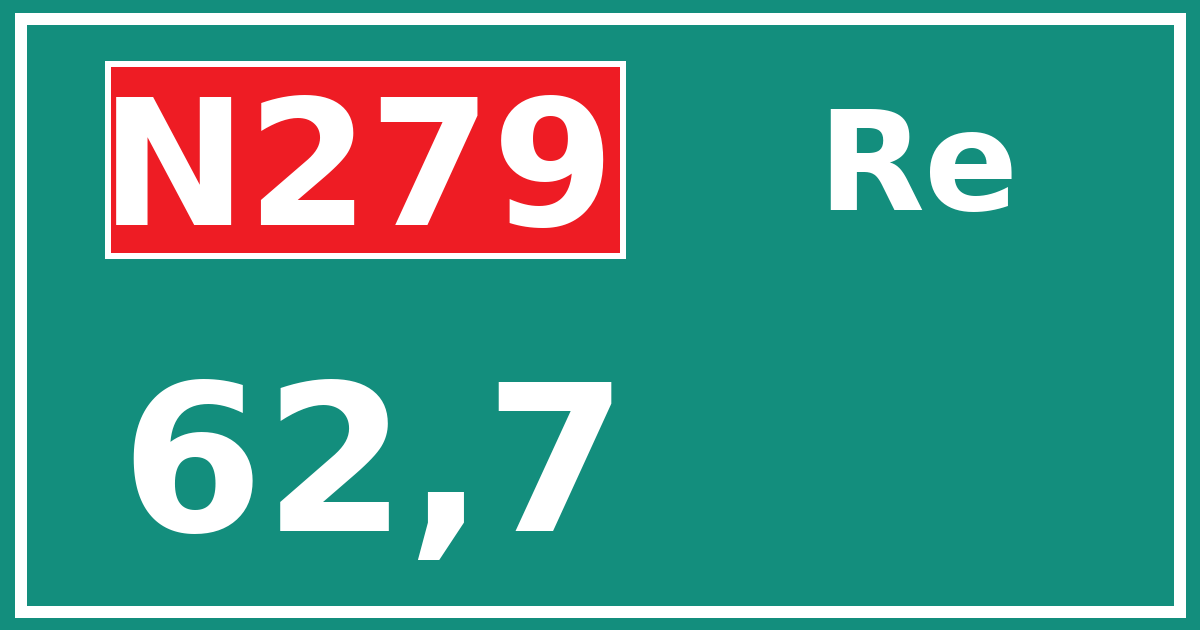 Hectometerbord N279 62,7 zijde Re