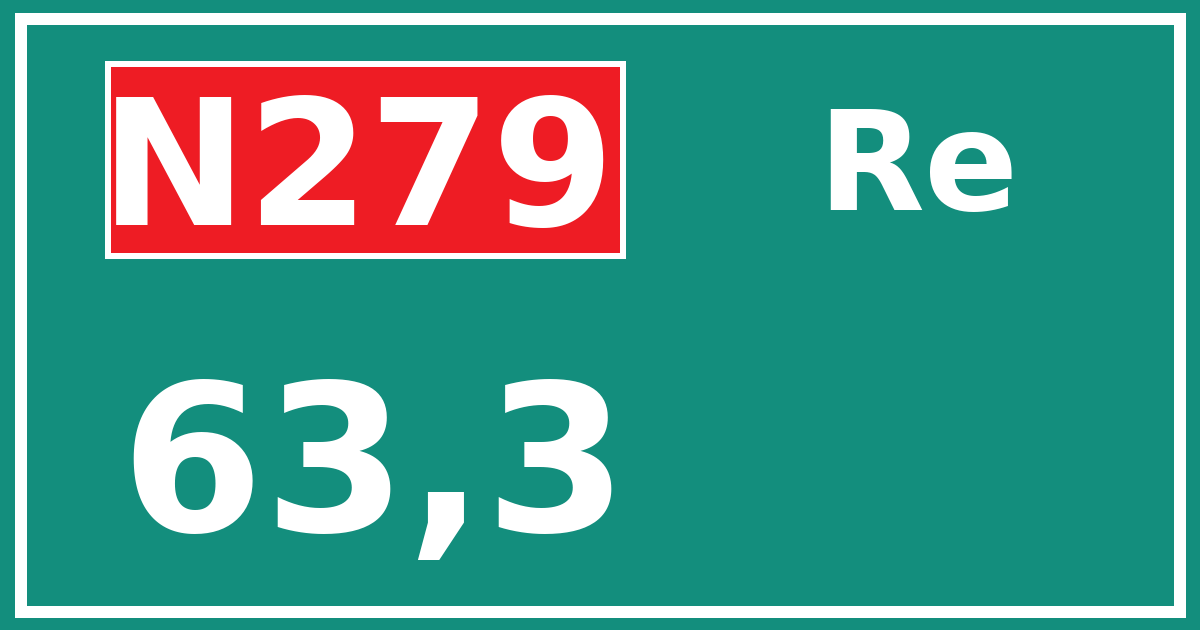 Hectometerbord N279 63,3 zijde Re