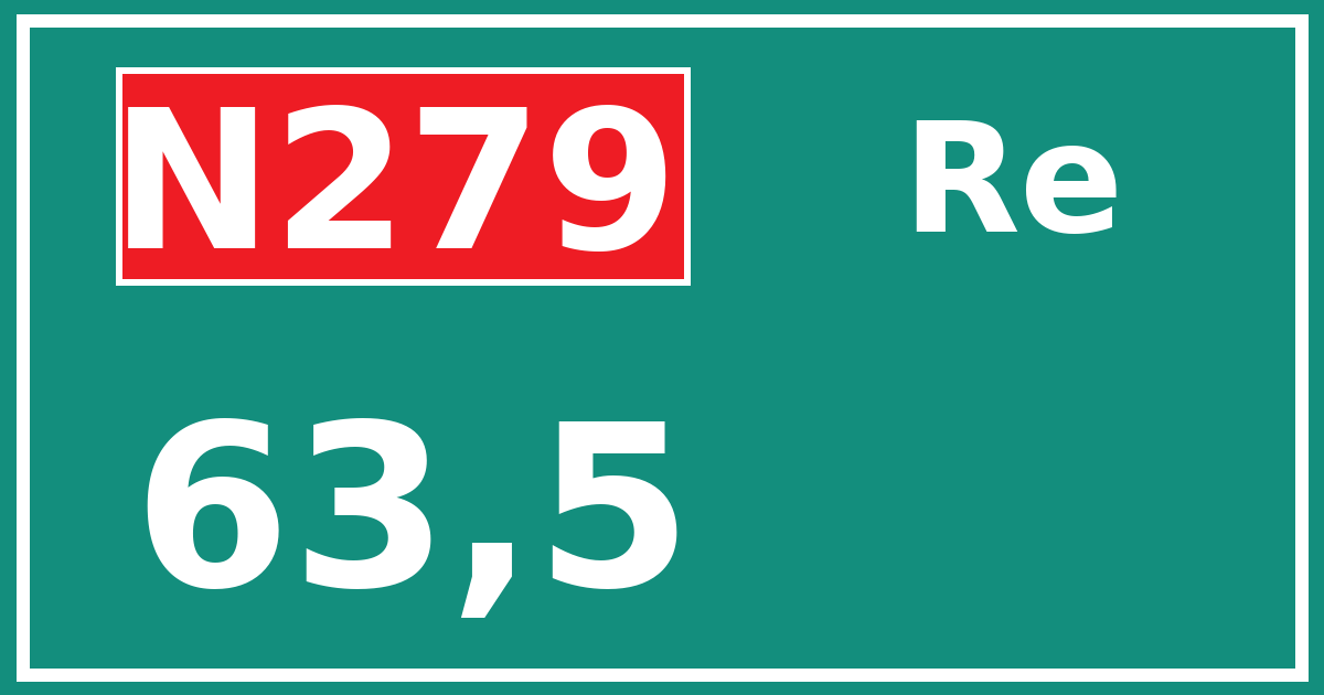 Hectometerbord N279 63,5 zijde Re
