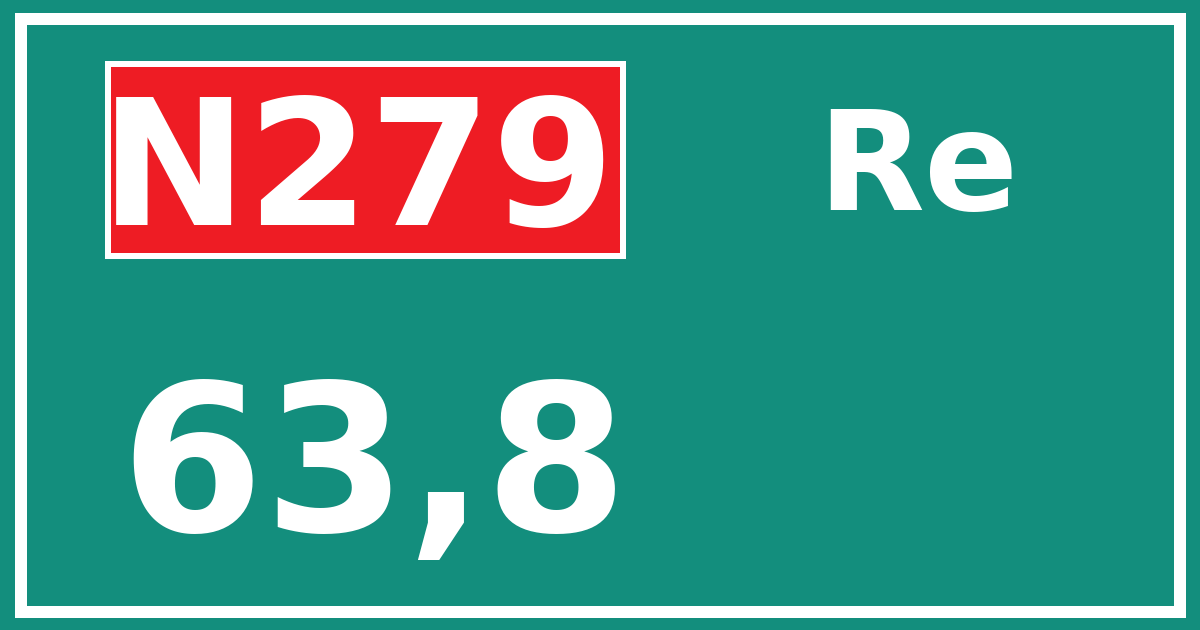 Hectometerbord N279 63,8 zijde Re