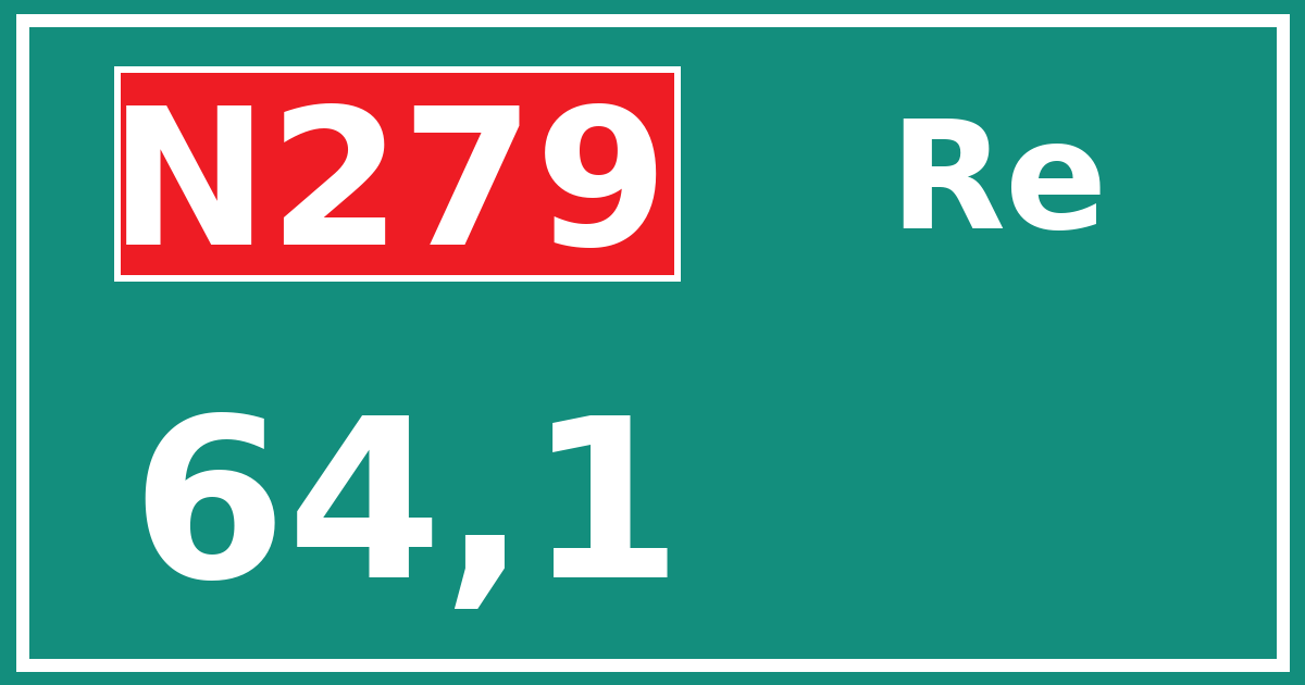 Hectometerbord N279 64,1 zijde Re