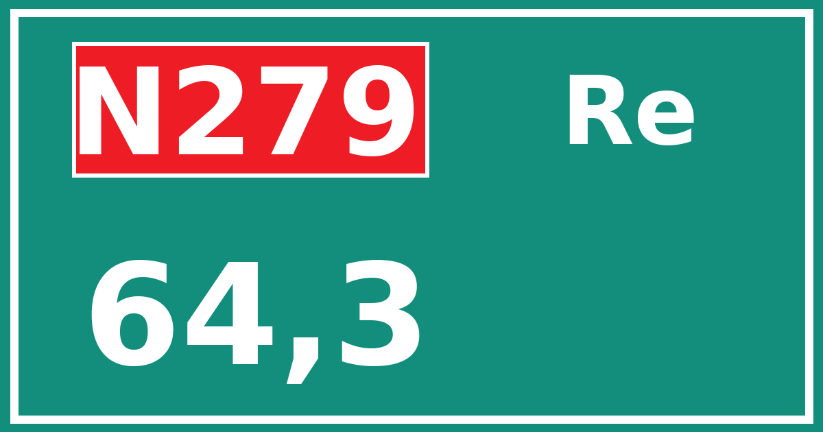 Hectometerbord N279 64,3 zijde Re