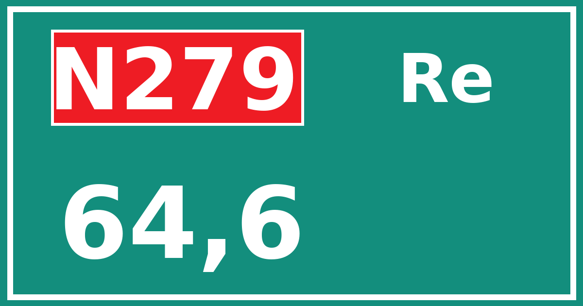 Hectometerbord N279 64,6 zijde Re