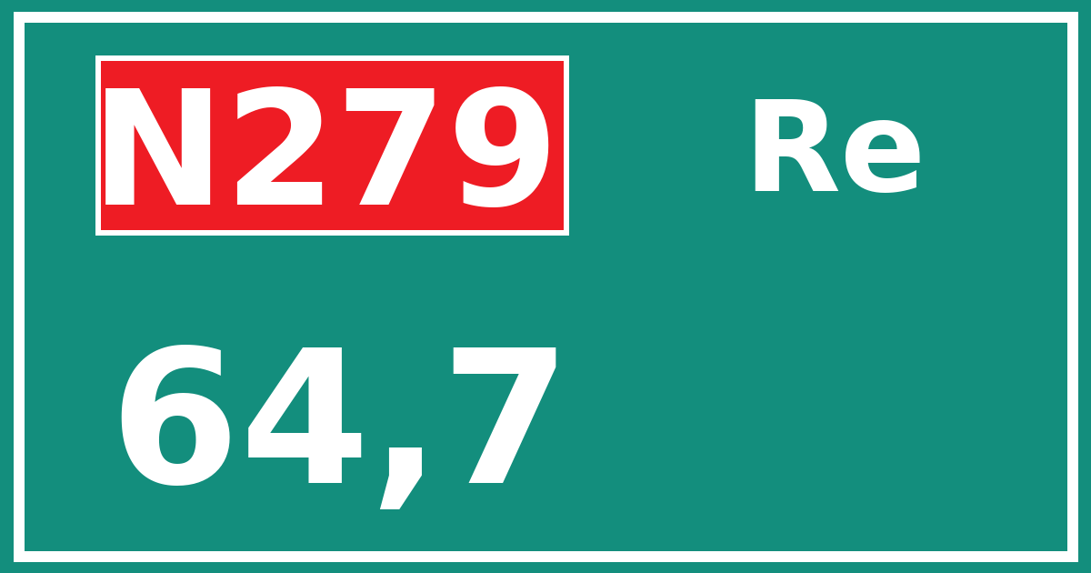 Hectometerbord N279 64,7 zijde Re