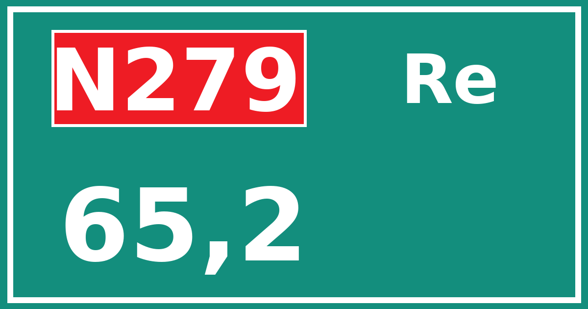 Hectometerbord N279 65,2 zijde Re