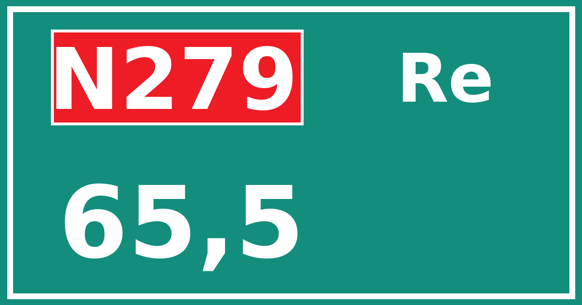 Hectometerbord N279 65,5 zijde Re