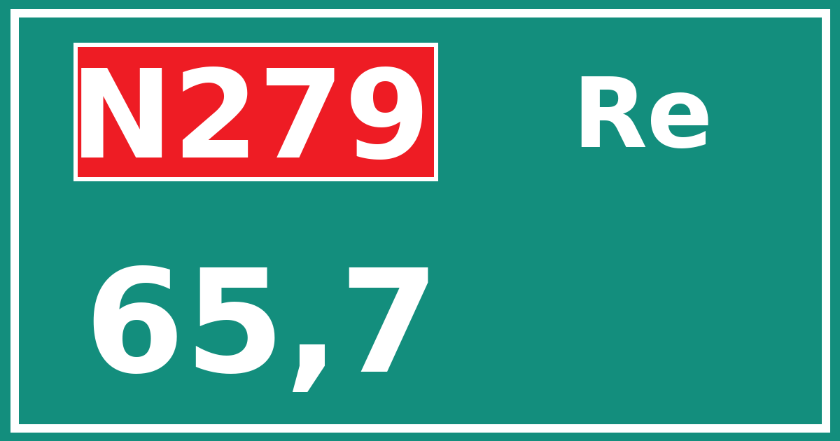 Hectometerbord N279 65,7 zijde Re