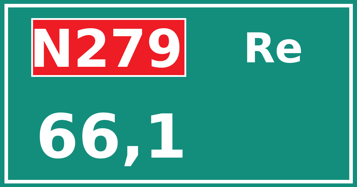 Hectometerbord N279 66,1 zijde Re