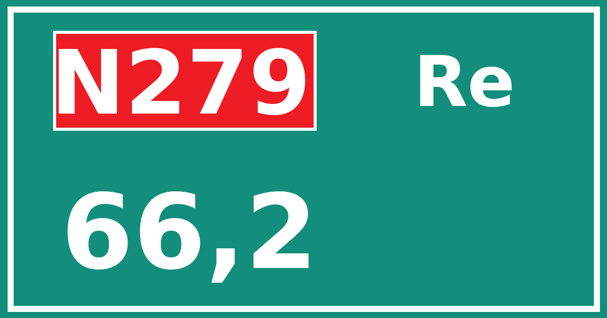 Hectometerbord N279 66,2 zijde Re
