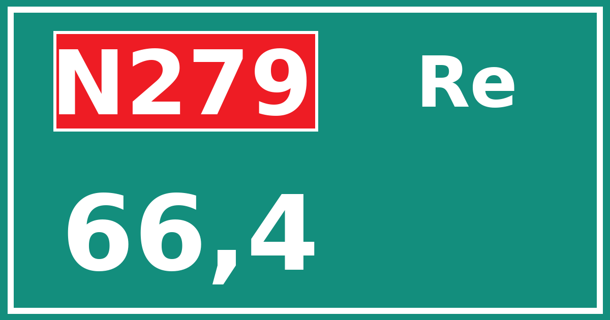 Hectometerbord N279 66,4 zijde Re