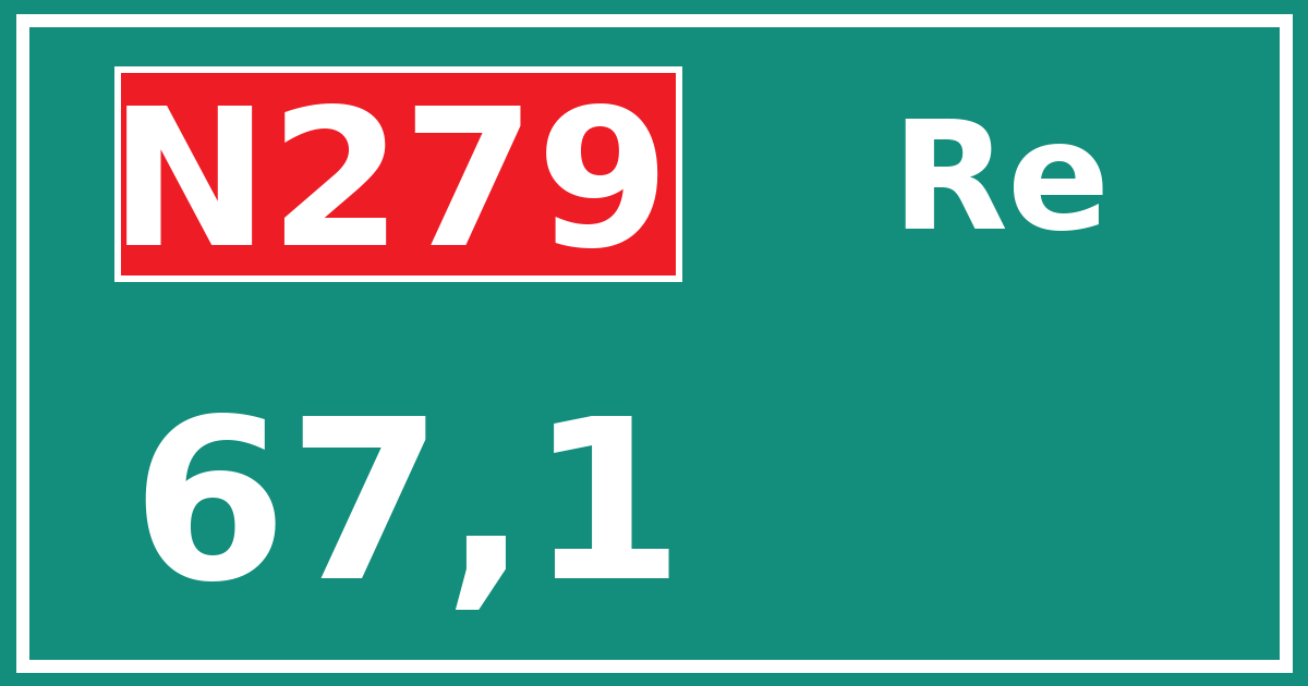 Hectometerbord N279 67,1 zijde Re