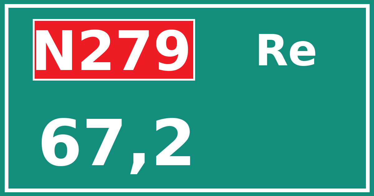 Hectometerbord N279 67,2 zijde Re