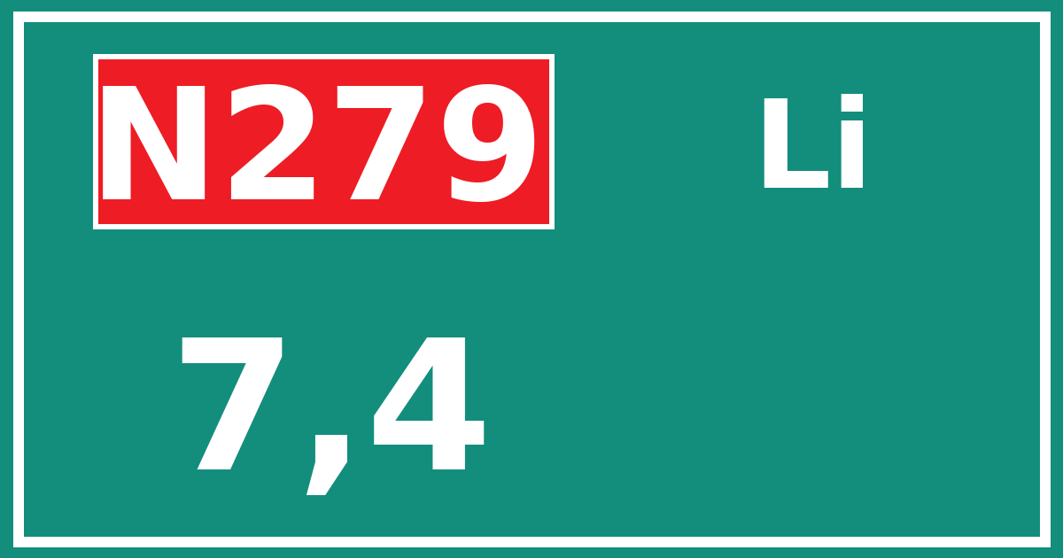 Hectometerbord N279 7,4 zijde Li