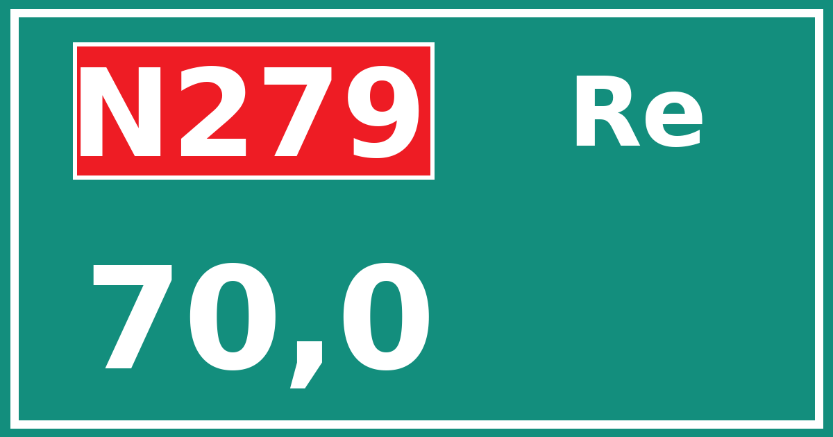 Hectometerbord N279 70,0 zijde Re