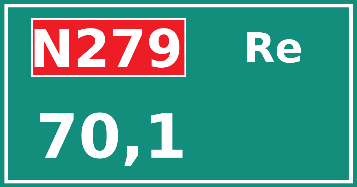 Hectometerbord N279 70,1 zijde Re