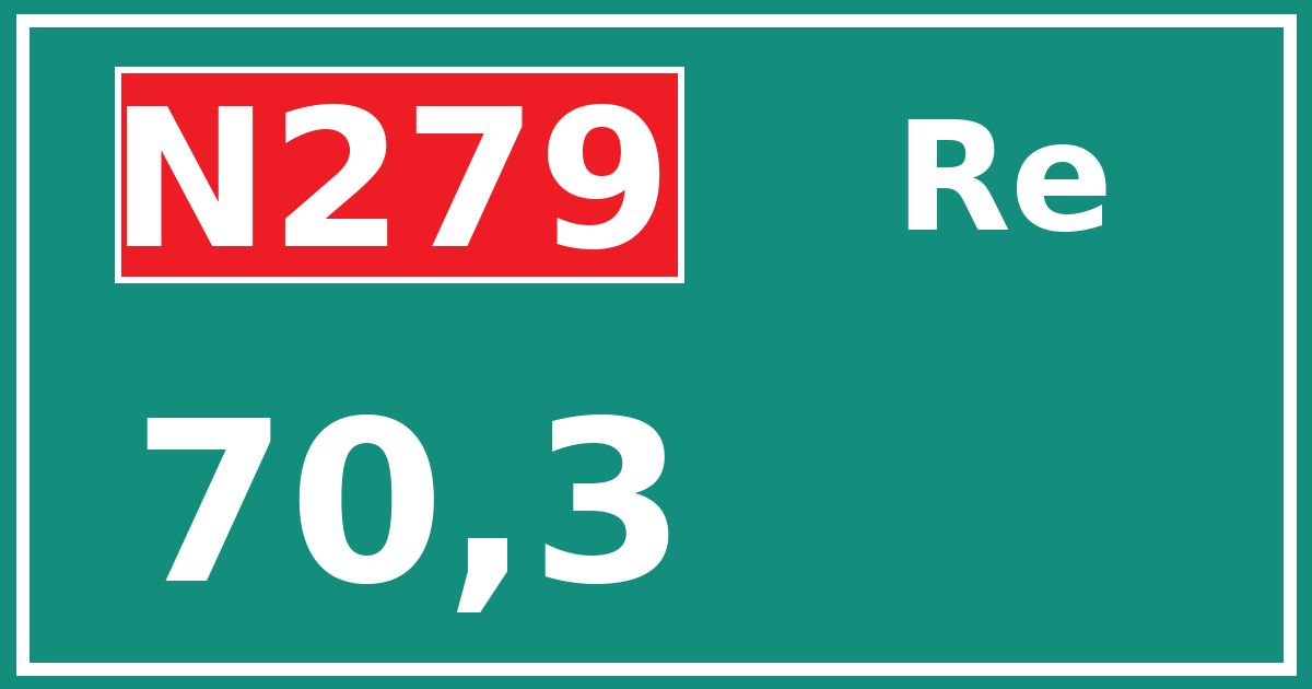 Hectometerbord N279 70,3 zijde Re
