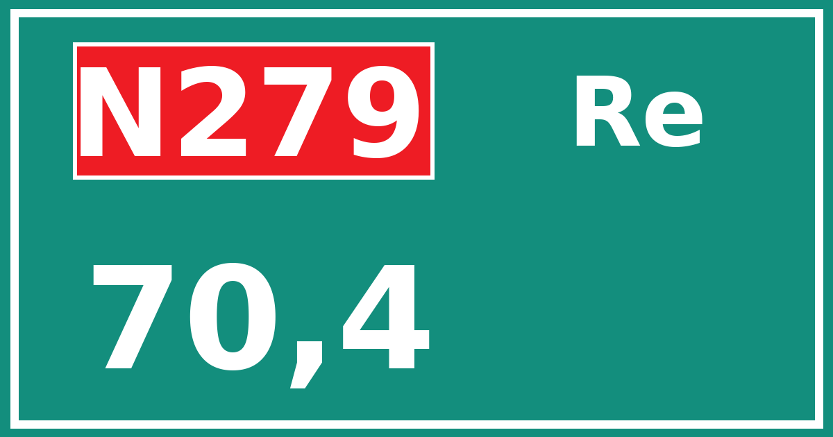 Hectometerbord N279 70,4 zijde Re