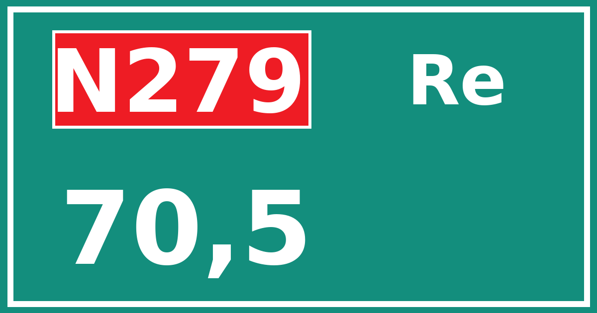 Hectometerbord N279 70,5 zijde Re