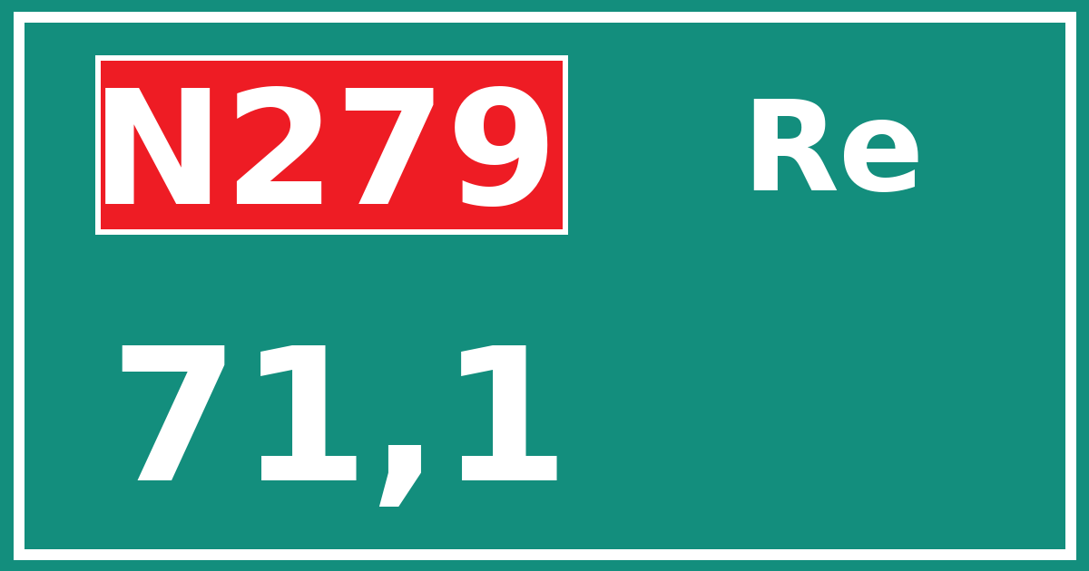 Hectometerbord N279 71,1 zijde Re