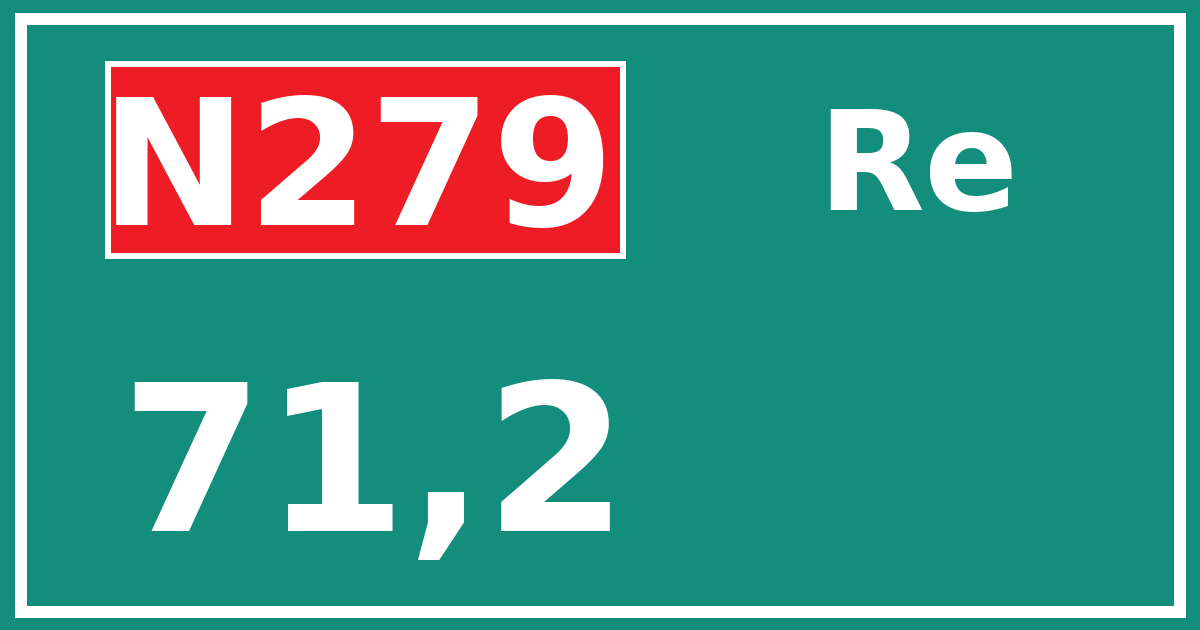 Hectometerbord N279 71,2 zijde Re