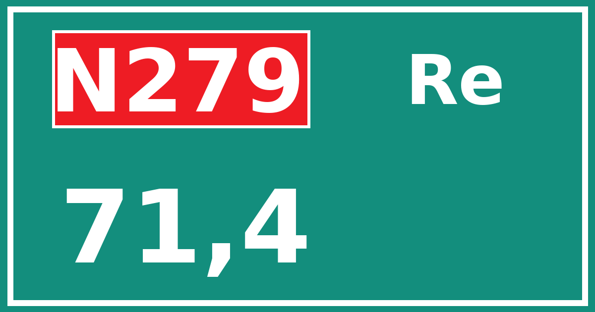 Hectometerbord N279 71,4 zijde Re