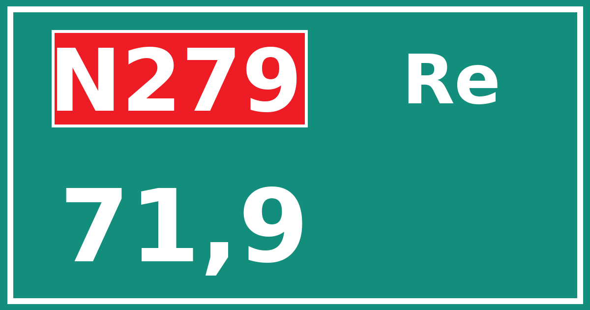 Hectometerbord N279 71,9 zijde Re