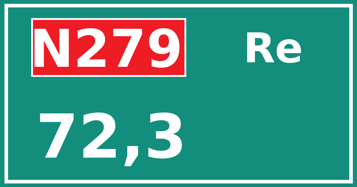Hectometerbord N279 72,3 zijde Re