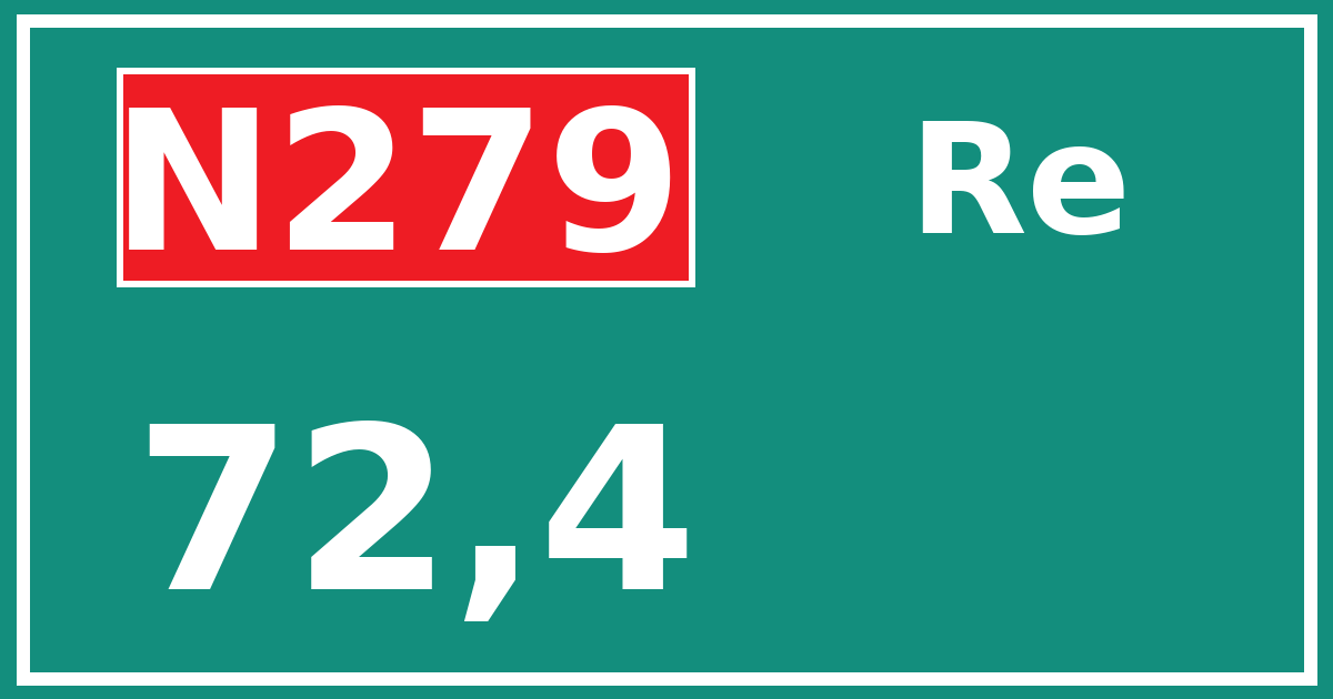 Hectometerbord N279 72,4 zijde Re