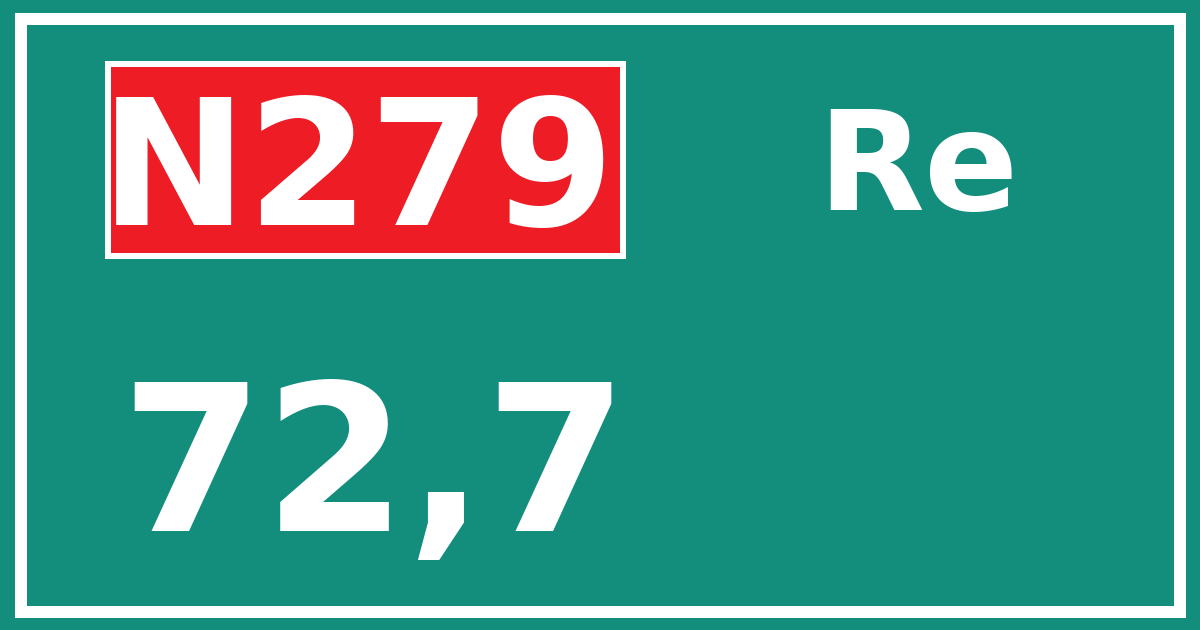 Hectometerbord N279 72,7 zijde Re