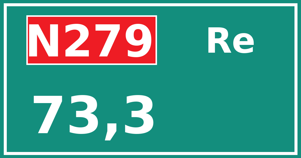 Hectometerbord N279 73,3 zijde Re