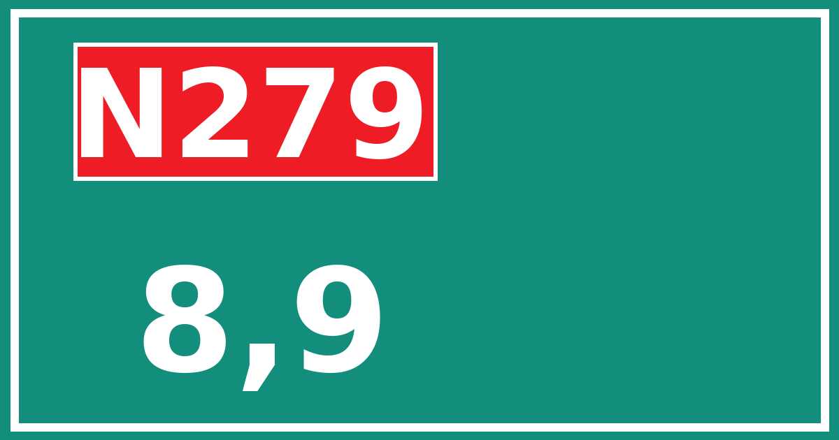 Hectometerbord N279 8,9