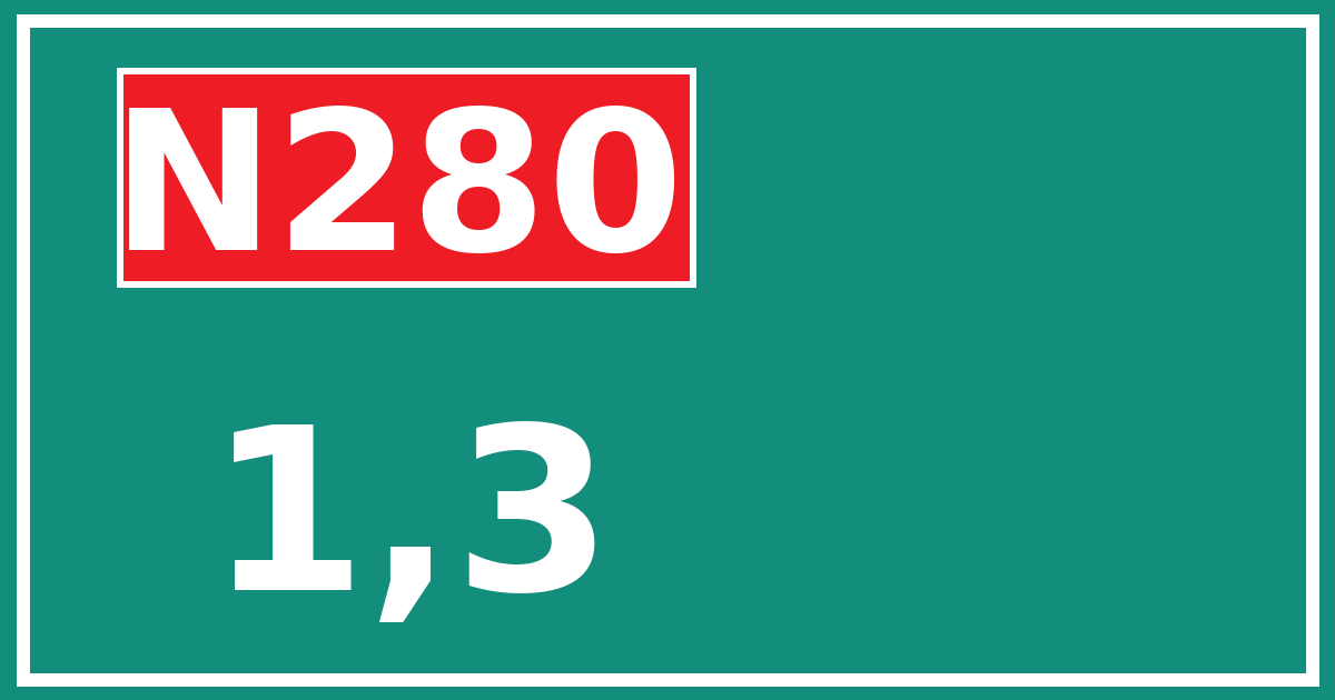 Hectometerbord N280 1,3
