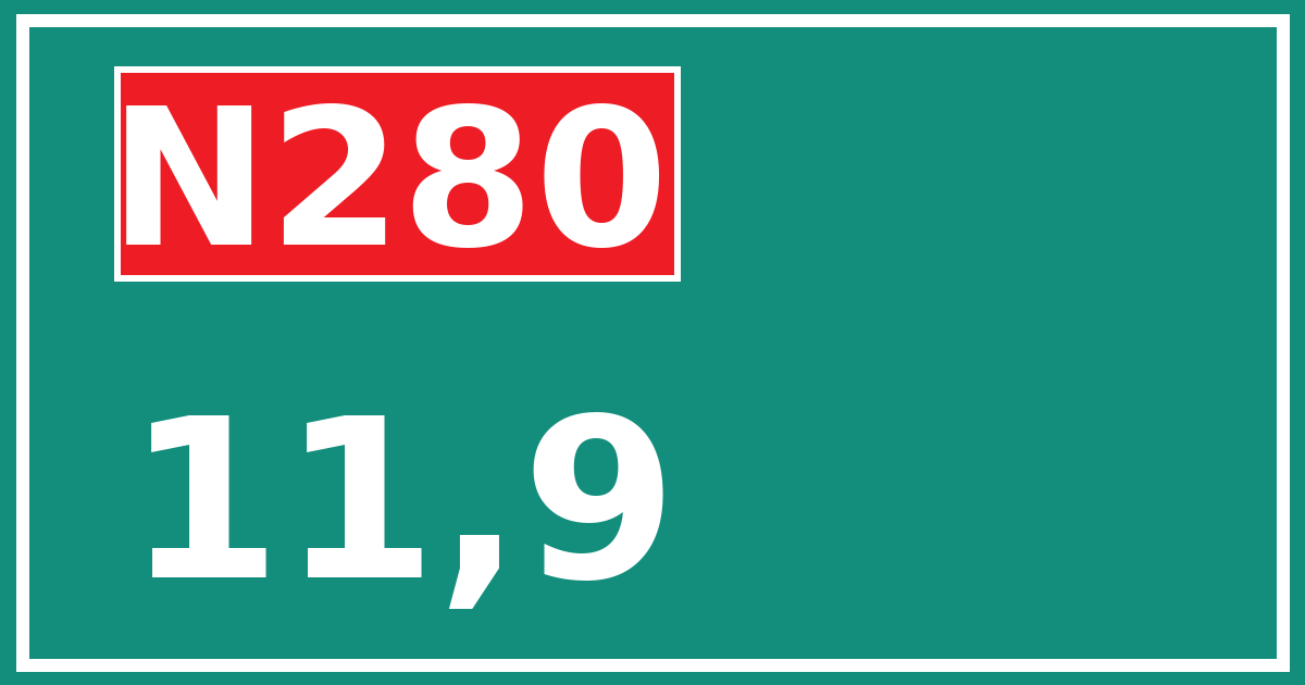 Hectometerbord N280 11,9