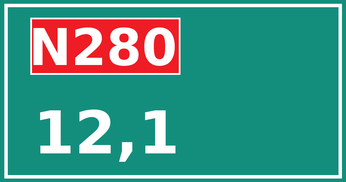 Hectometerbord N280 12,1
