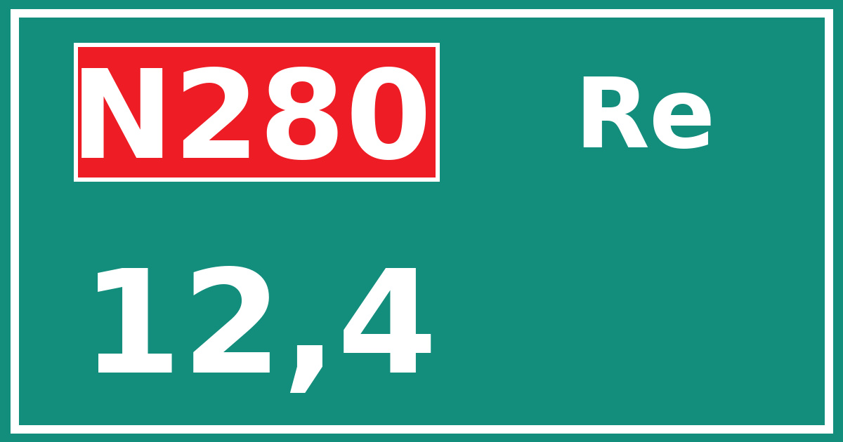 Hectometerbord N280 12,4 zijde Re