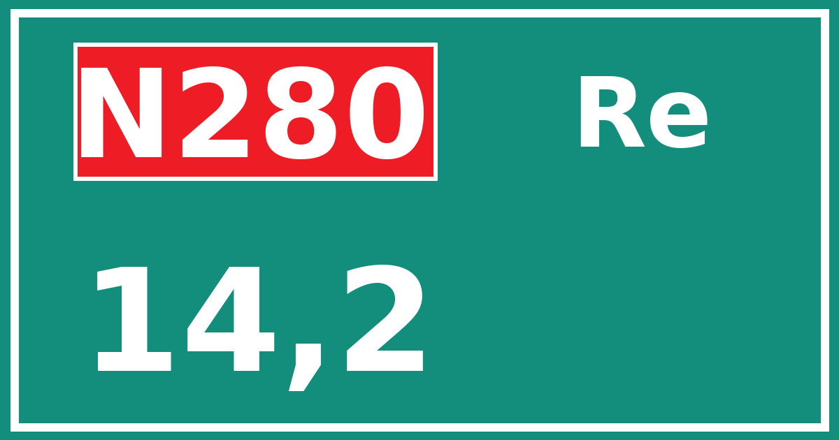 Hectometerbord N280 14,2 zijde Re